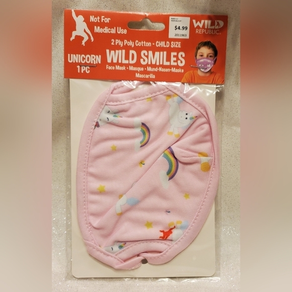 𝅺$3/$12 New - Wild Republic - Wild Smiles - Reusable, Washable Face Mask / child - Picture 1 of 3